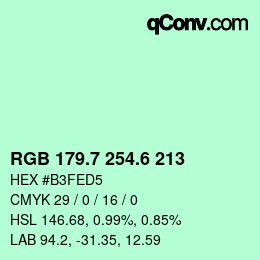 カラーコード: RGB 179.7 254.6 213 | qconv.com