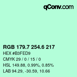 カラーコード: RGB 179.7 254.6 217 | qconv.com