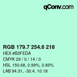 カラーコード: RGB 179.7 254.6 218 | qconv.com