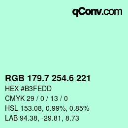 カラーコード: RGB 179.7 254.6 221 | qconv.com