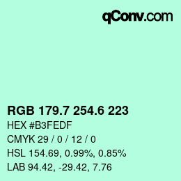 カラーコード: RGB 179.7 254.6 223 | qconv.com