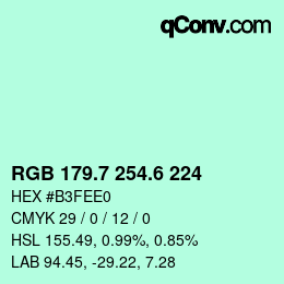 カラーコード: RGB 179.7 254.6 224 | qconv.com