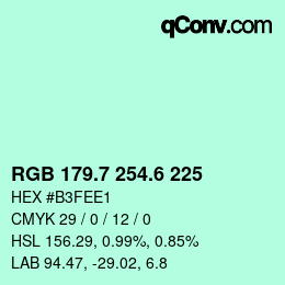 カラーコード: RGB 179.7 254.6 225 | qconv.com