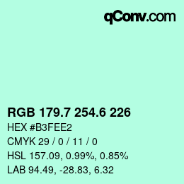 カラーコード: RGB 179.7 254.6 226 | qconv.com