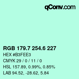 カラーコード: RGB 179.7 254.6 227 | qconv.com
