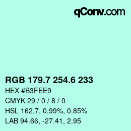 カラーコード: RGB 179.7 254.6 233 | qconv.com