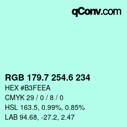 カラーコード: RGB 179.7 254.6 234 | qconv.com