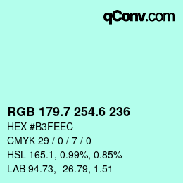 カラーコード: RGB 179.7 254.6 236 | qconv.com