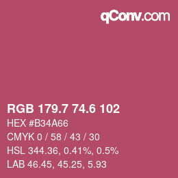 カラーコード: RGB 179.7 74.6 102 | qconv.com