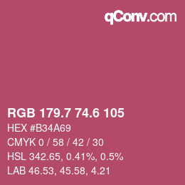 カラーコード: RGB 179.7 74.6 105 | qconv.com