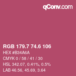 カラーコード: RGB 179.7 74.6 106 | qconv.com