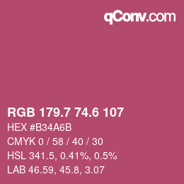 カラーコード: RGB 179.7 74.6 107 | qconv.com
