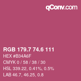 カラーコード: RGB 179.7 74.6 111 | qconv.com