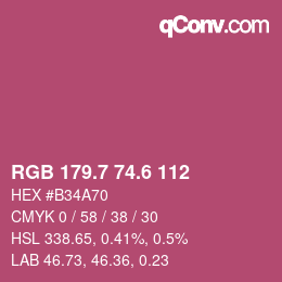 カラーコード: RGB 179.7 74.6 112 | qconv.com
