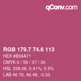 カラーコード: RGB 179.7 74.6 113 | qconv.com