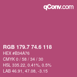 カラーコード: RGB 179.7 74.6 118 | qconv.com