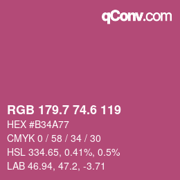 カラーコード: RGB 179.7 74.6 119 | qconv.com