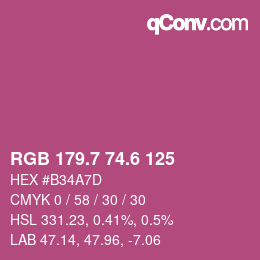 カラーコード: RGB 179.7 74.6 125 | qconv.com