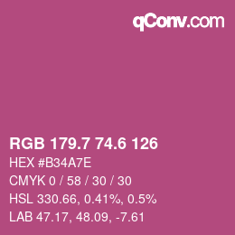 カラーコード: RGB 179.7 74.6 126 | qconv.com