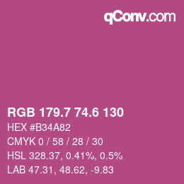 カラーコード: RGB 179.7 74.6 130 | qconv.com