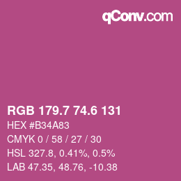 カラーコード: RGB 179.7 74.6 131 | qconv.com