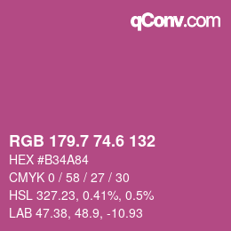 カラーコード: RGB 179.7 74.6 132 | qconv.com