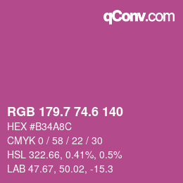 カラーコード: RGB 179.7 74.6 140 | qconv.com