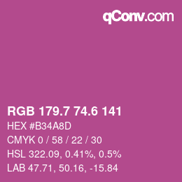 カラーコード: RGB 179.7 74.6 141 | qconv.com