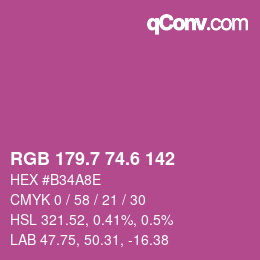 カラーコード: RGB 179.7 74.6 142 | qconv.com