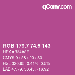 カラーコード: RGB 179.7 74.6 143 | qconv.com
