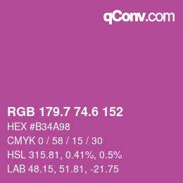 カラーコード: RGB 179.7 74.6 152 | qconv.com
