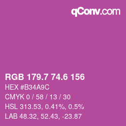 カラーコード: RGB 179.7 74.6 156 | qconv.com