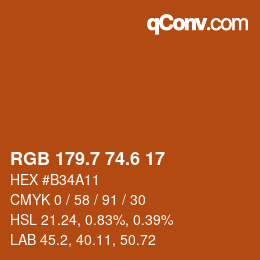 カラーコード: RGB 179.7 74.6 17 | qconv.com