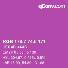 カラーコード: RGB 179.7 74.6 171 | qconv.com