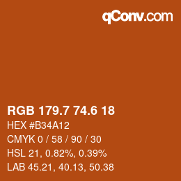 カラーコード: RGB 179.7 74.6 18 | qconv.com