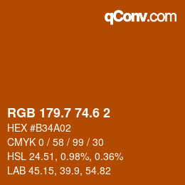 カラーコード: RGB 179.7 74.6 2 | qconv.com