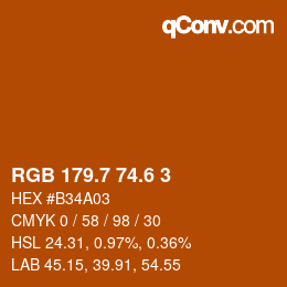 カラーコード: RGB 179.7 74.6 3 | qconv.com