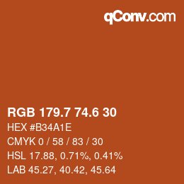 カラーコード: RGB 179.7 74.6 30 | qconv.com