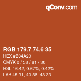 カラーコード: RGB 179.7 74.6 35 | qconv.com