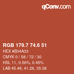 カラーコード: RGB 179.7 74.6 51 | qconv.com