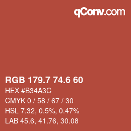 カラーコード: RGB 179.7 74.6 60 | qconv.com