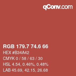 カラーコード: RGB 179.7 74.6 66 | qconv.com