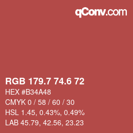 カラーコード: RGB 179.7 74.6 72 | qconv.com