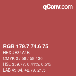 カラーコード: RGB 179.7 74.6 75 | qconv.com