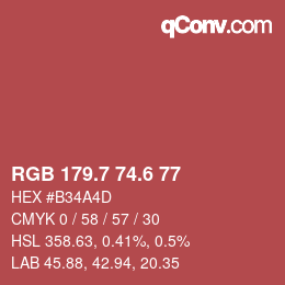 カラーコード: RGB 179.7 74.6 77 | qconv.com