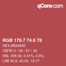 カラーコード: RGB 179.7 74.6 78 | qconv.com