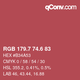 カラーコード: RGB 179.7 74.6 83 | qconv.com