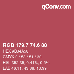 カラーコード: RGB 179.7 74.6 88 | qconv.com