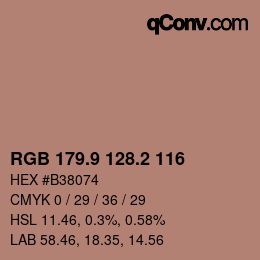 カラーコード: RGB 179.9 128.2 116 | qconv.com
