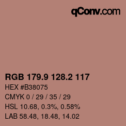 カラーコード: RGB 179.9 128.2 117 | qconv.com